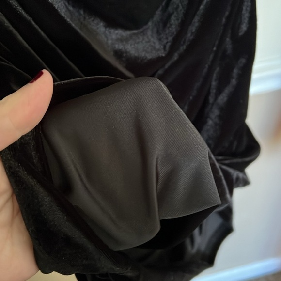 S H E I N Solid Black Velour Long Sleeve Mermaid Style Dress, Size 1XL(14), EUC. - Picture 9 of 12